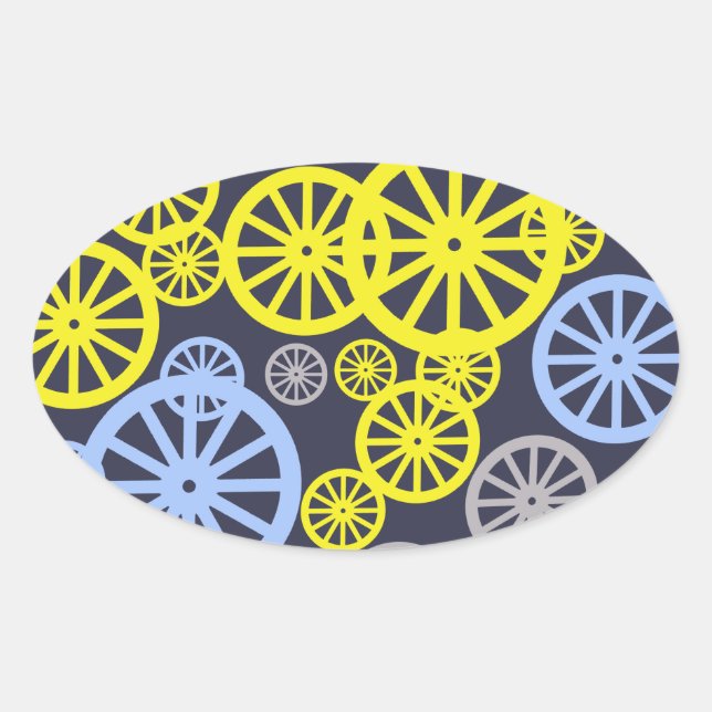 Funky Happy Wheel Circle Pattern Product Oval Sticker (Front)