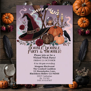 Funky Hat Hocus Pocus Wicked Witch Party Purple Invitation