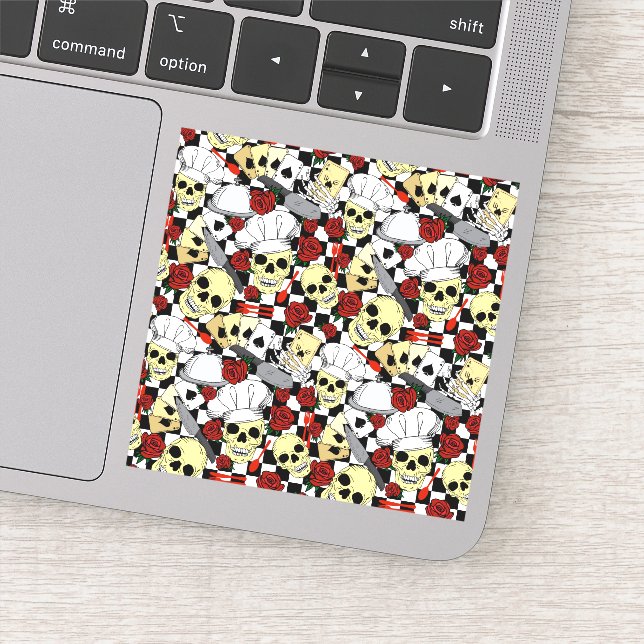 Funky Head Chef Skulls Wearing Chef Hats (Detail)