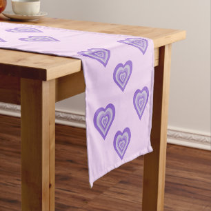 Funky Heart 2000s Y2K 90s Retro Purple  Short Table Runner