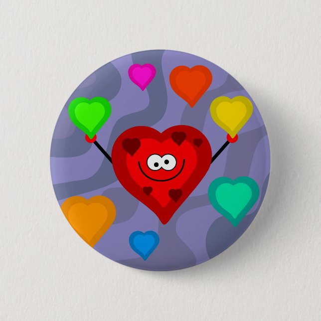 Funky Hearts 6 Cm Round Badge (Front)