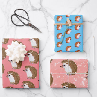 Funky hedgehog wrapping paper