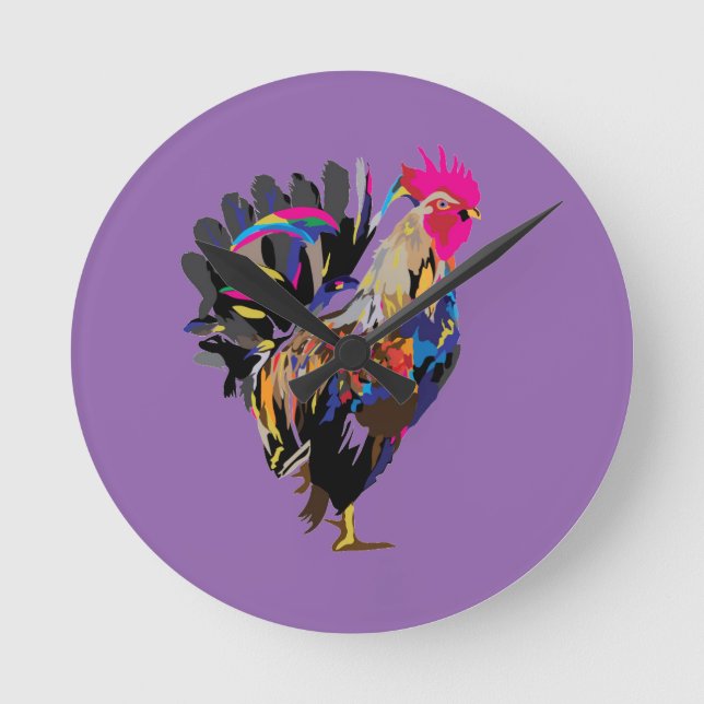 Funky Hen Round Clock (Front)