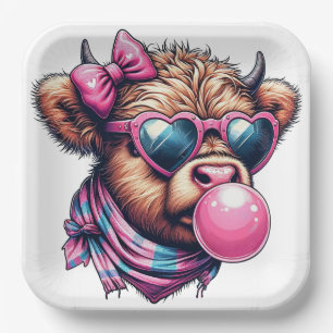 Funky Highland Cow Paper Plate