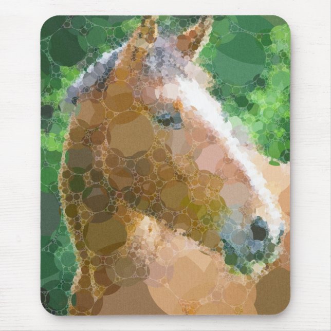 Funky Horse Circles Bubbles Modern Art Mouse Pad (Front)