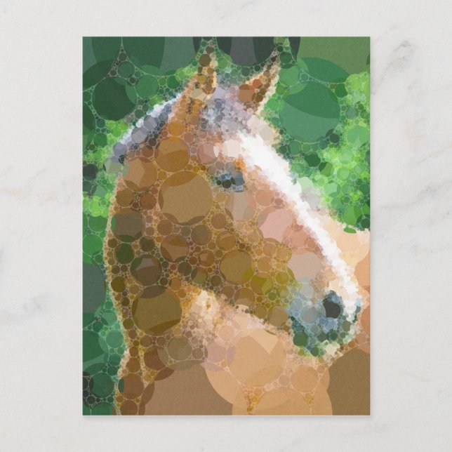 Funky Horse Circles Bubbles Modern Art Postcard (Front)