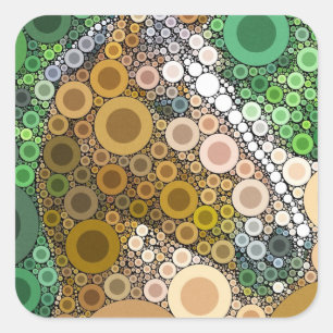 Funky Horse Circles Bubbles Modern Art Square Sticker