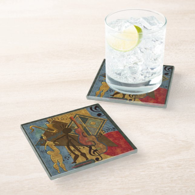 Funky Hot Jazz Glass Coaster (Angled)