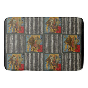 Funky Hot Jazz on Grungy Stripes Bath Mat