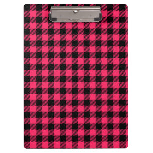 Funky Hot Pink And Black Buffalo Chequered Pattern Clipboard
