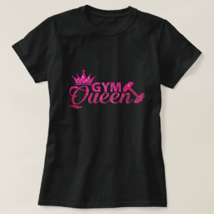 Funky hot pink faux glitter gym queen text T-Shirt