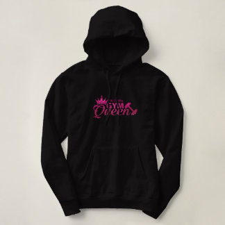 Funky hot pink personalized faux glitter Gym Queen Hoodie