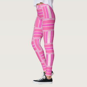 Funky Hot Pink Stripe Pattern Leggings ★Psydefx★