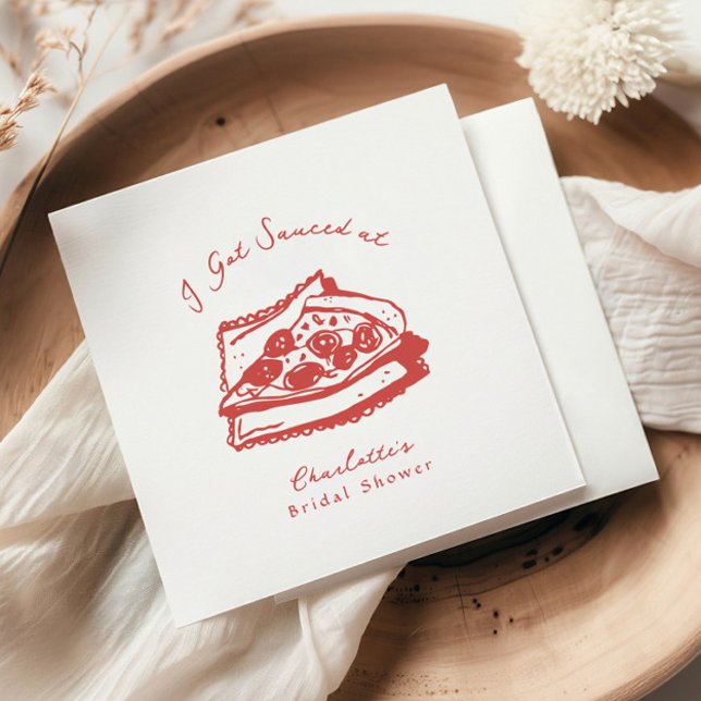 Funky I Got Sauced Pizza Bridal Shower Napkin (Creator Uploaded)