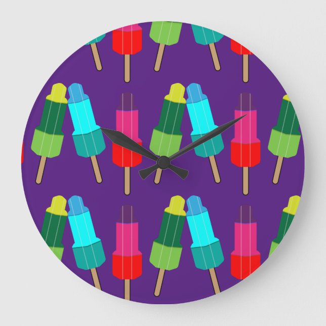 Funky Ice-Cream Pattern | Ice-Cream Graphic Duvet  Large Clock (Front)