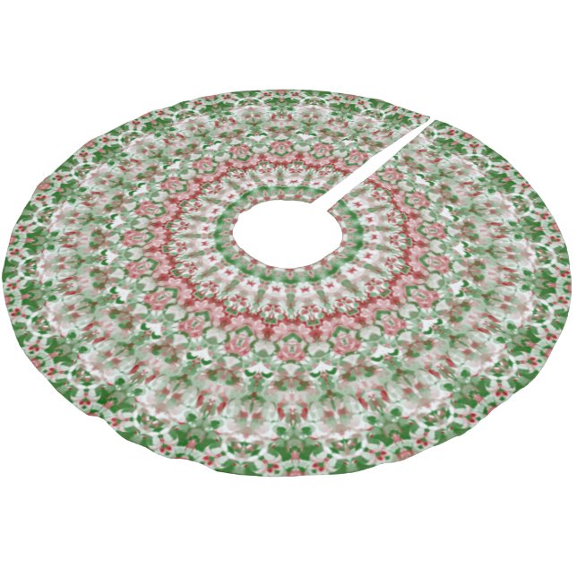 Funky Intricate Eclectic Boho Hippie Xmas Mandala Brushed Polyester Tree Skirt (Angled)