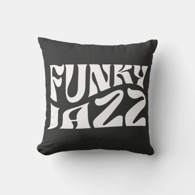 Funky Jazz Music Bold Typography Cushion (Front)