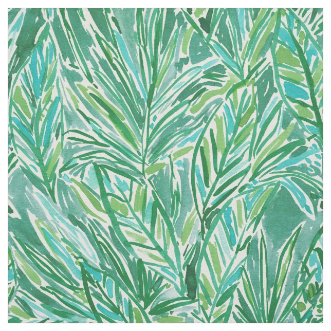 FUNKY JUNGLE Wild Green Tropical Leaf Pattern Fabric (Swatch)