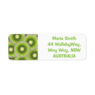 Funky kiwi fruit return address label
