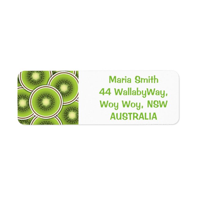 Funky kiwi fruit return address label (Front)