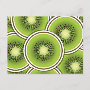 Funky kiwi fruit slices postcard