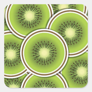 Funky kiwi fruit slices square sticker