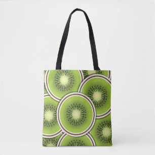 Funky kiwi fruit slices tote bag