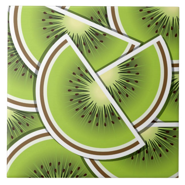 Funky kiwi fruit wedges ceramic tile (Front)