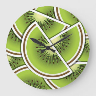 Funky kiwi fruit wedges large clock