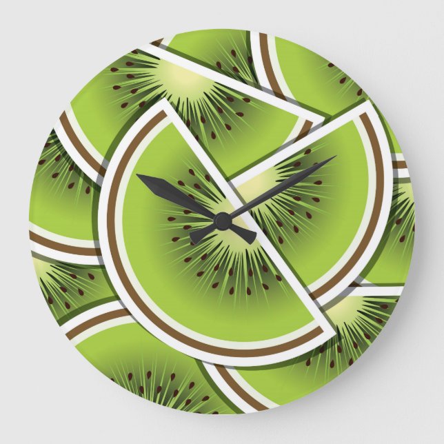 Funky kiwi fruit wedges large clock (Front)