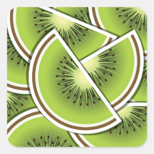 Funky kiwi fruit wedges square sticker