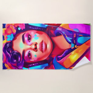 Funky Lady Digital Artwork Beach Towel