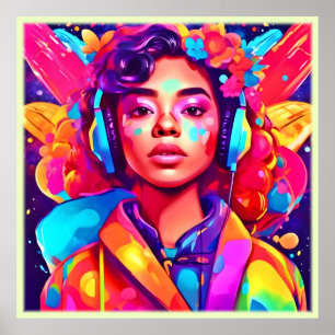 Funky Lady Digital Artwork Poster