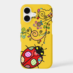 Funky Ladybug and Curly Flowers iPhone 7 Plus