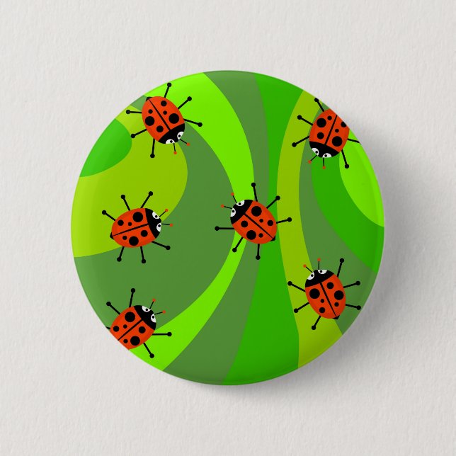 Funky Ladybugs 6 Cm Round Badge (Front)