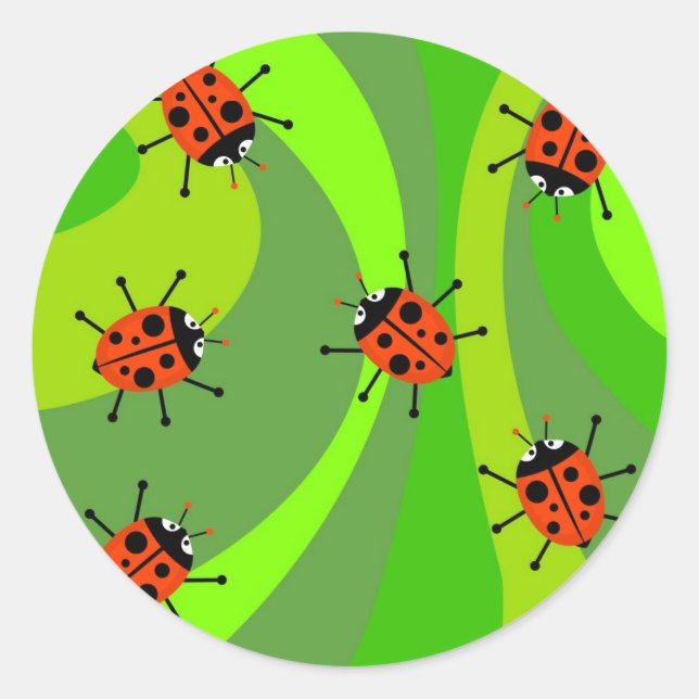 Funky Ladybugs Classic Round Sticker (Front)