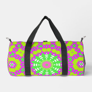 Funky Lavender, Lime Green & Yellow Girly Pattern Duffle Bag