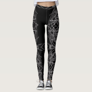 Black & pink geometric funky sports leggings