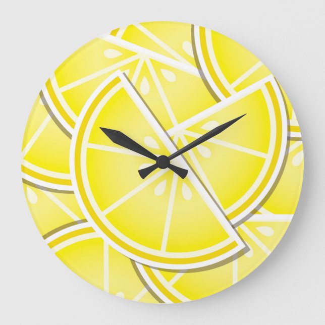 Funky lemon wedges! large clock (Front)