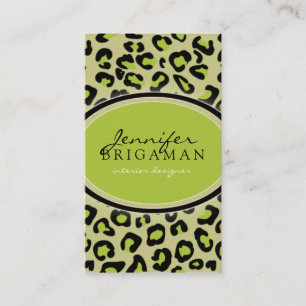 Funky Leopard Print Custom Business Card :: Lime
