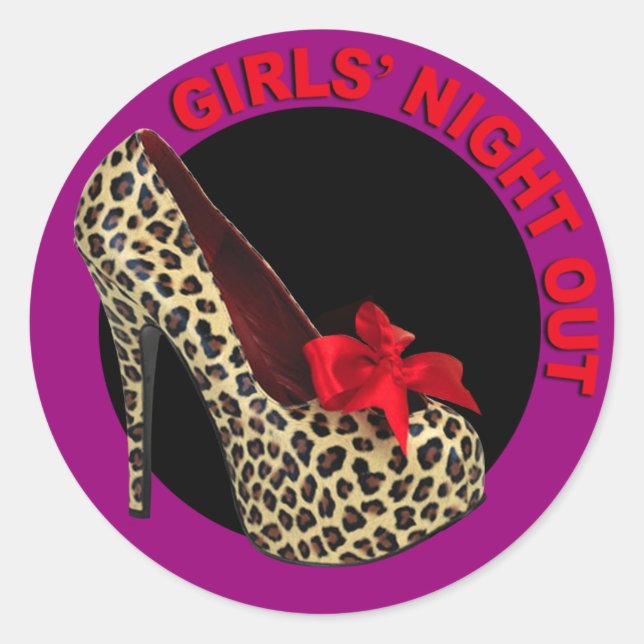 Funky Leopard Stiletto Girls Night Out Classic Round Sticker (Front)