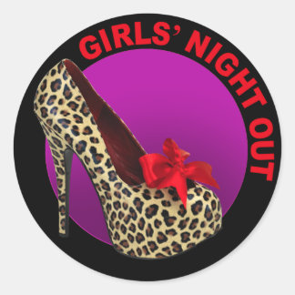 Funky Leopard Stiletto Girls Night Out Classic Round Sticker