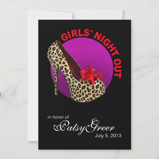 Funky Leopard Stiletto Girls Night Out Invitation (Front)