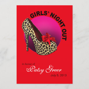 Funky Leopard Stiletto Girls Night Out Invitation
