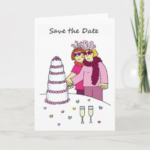 Funky lesbian Save the Date wedding/civil union. Announcement