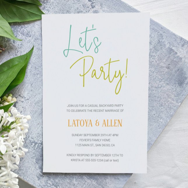 Funky Let's Party Casual Reception Elopement Invitation (Creator Uploaded)