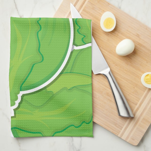 Funky lettuce tea towel (Quarter Fold)