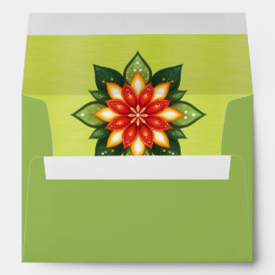 Funky Lime Orange Yellow Poinsettia  Envelope