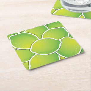 Funky lime square paper coaster
