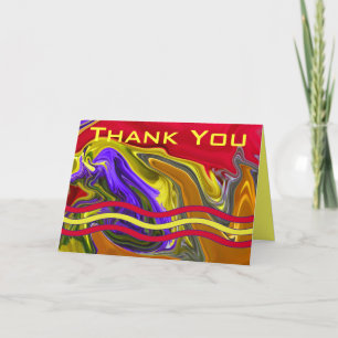 Funky Liquid Wave Abstract Art Personalised Thank You Card
